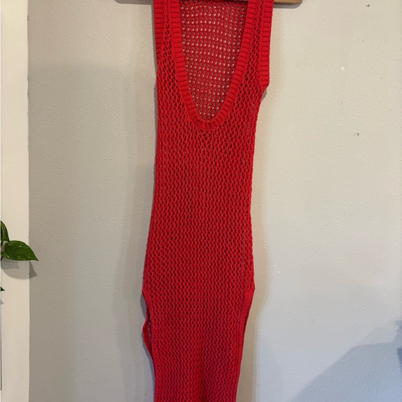 Beach Riot Holly Crochet Mesh Cover Up Dress Red Resort Vacation Swim S/M - Picture 6 of 7